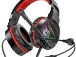 Наушники игровые HOCO W104 Drift с микрофоном LED подсветкой, черно-красные - фото 3