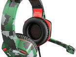 Наушники игровые НОСО ESD08 с микрофоном LED подсветкой, камуфляж зеленый - фото 1
