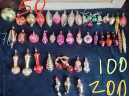 Новогодние ёлочные игрушки ссср. снеговик, дед мороз, сосульки, животные