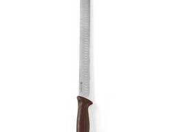 Нож кухонный для вареного мяса Hendi 842966 L35cm Haccp коричневая ручка