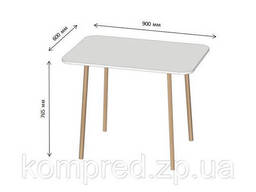 Обеденный стол с деревянными ножками Белый Kompred
