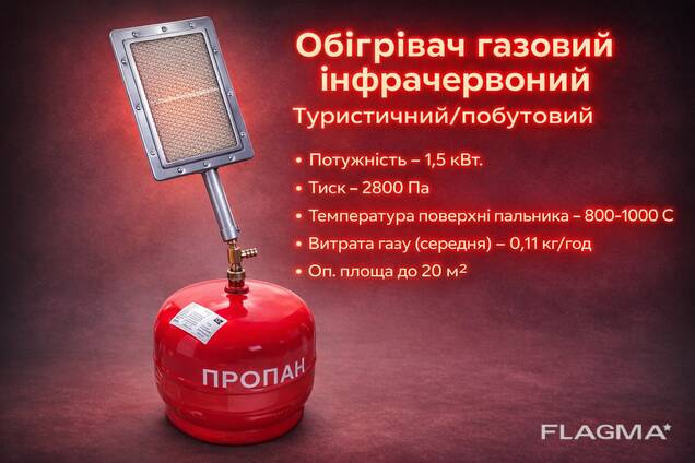 Обігрівач газовий інфрачервоний 1.5 кВт (20 м2) | ОПТОМ від 10шт