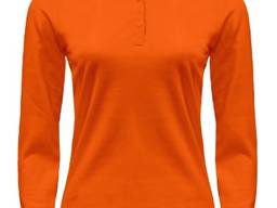 Оранжевая тенниска поло с длинным рукавом, футболка-поло оранжевая
