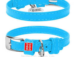 Ошейник для собак Waudog Glamour без украшений, голубой (32002)
