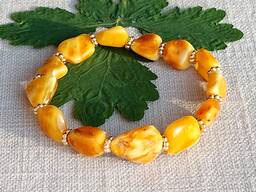 Пейзажний янтарний браслет, натуральний королівський бурштин