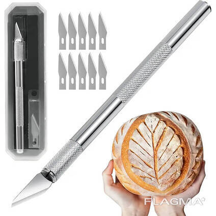 Пекарскрий нож для художественного надрезания теста для хлеба, багета и сдобы хлеборез. ..