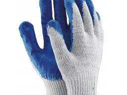 Перчатки вампирки трикотажные с покрытием белые с синим