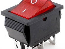 Переключатель KCD2-203 R/B 2-полюсный на 3 положения чорный с красной клавишей