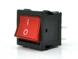 Переключатель ON-OFF KCD1-104, 250VAC / 6A, 4 контакта, RED, Q100