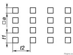 Перфорация с квадратными отверстия по прямоугольнику