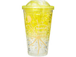 Пластиковый стакан с охладителем 450мл цвет желтый