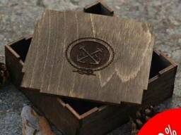 Подарочная деревянная коробочка под заказ ( лого, размер)