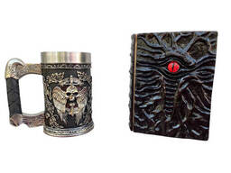 Подарочный набор Кружка 3 Меч в Черепе и Блокнот 3 «Книга, смотрящая в ответ»