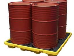 Поддон для хранения и перемещения четырёх бочек или еврокубов, для локализации утечек.
