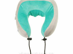Подушка дорожная под шею - роликовый + вибро массажер шеи USB, зеленый