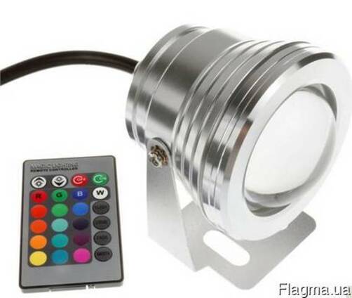 Подводный линзовый прожектор светильник LED RGB 10W 12V
