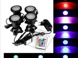 Подводный мультицветной прожектор светильник RGB с пультом 36 LED для фонтана бассейна
