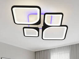 Потолочная LED люстра 72W с пультом, черно-белый корпус, RGB подсветка (8060/2+2BK)