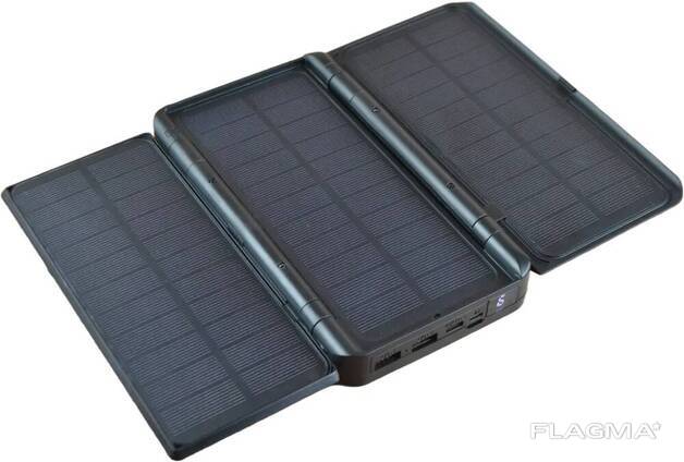Повербанк на солнечной батарее Power Bank -20000 mAh Фонарь, солнечные панели 3 шт. ..