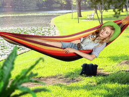 Прочный гавайский гамак 200х80см 170кг Двухместный подвесной (с чехлом)