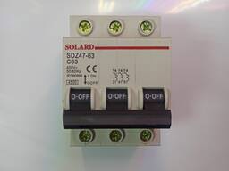 Продам модульный авт. выключатель SDZ47-63 C63A 3пол. 4.5kA Solard
