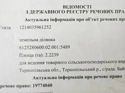 Продаж земельної ділянки сільськогосподарського призначення, площа 2.2239 Га