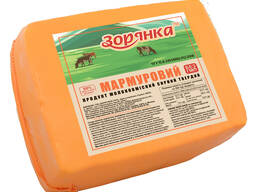 Продукт молоковмісний сирний твердий «Мармуровий» 50 %, ТМ "Зорянка", напівбрус 2,5кг.