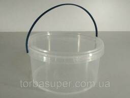 Прозрачное пластиковое ведро для продуктов с крышкой (V=0,5л. ), 50 шт/пач