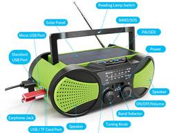 Радиоприемник динамо радио на солнечной фонарь FM MP3 USB TF