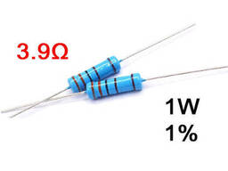 Резистор постоянный 1W 3,9Ом ( 3,9Ω ) 1% металлооксидный
