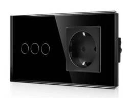 Розетка с рамкой из закаленного стекла