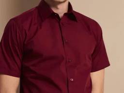 Рубашка для официанта мужская бордовая с коротким рукавом