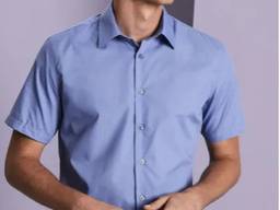 Рубашка для официанта мужская голубая с коротким рукавом