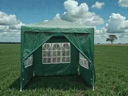 Садовий павільйон / альтанка / торговий тент (3x4x2,5 м) 4 стінки, з вікнами, Зелений