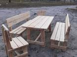 Садовый комплект, деревянная мебель, мебель из дерева, деревянный стол - фото 2