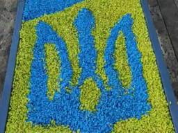 Садовий декор камні сині, жовті патріотичні 50 кг разом 2 мішка по 25 кг