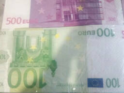 Салфетка 500 евро и 100 евро 33*33см 20шт. в пачке