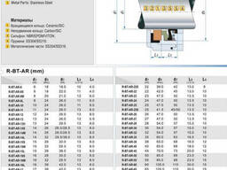 Сальник (торцевое уплотнение) R-BT-AR 60, SIC/SIC, NBR, 304