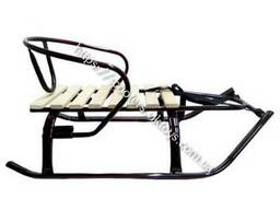 Санки Комета, поперечные планки, дерево, сталь, бордовый лак