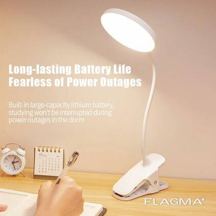 Сенсорная настольная лампа с прищепкой за стол 3 режима, Светильник аккумуляторный