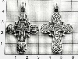 Серебряный крест Распятие Христово Православный Крест с литым цельным ушком