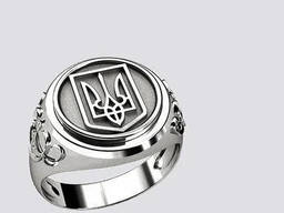 Серебряный перстень 925 пробы Герб Украины