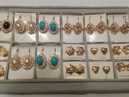 Серьги, бижутерия chapado oro, fashion earrings