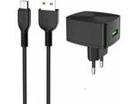 Сетевое зарядное устройство Hoco C70A Cutting-edge QC3.0 3.0A + cable Micro Black (Код. .. - фото 3