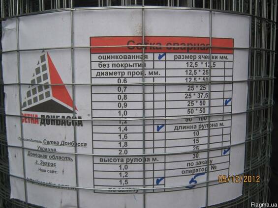 Сетка сварная оцинкованная 25 х 50 / 1,4мм
