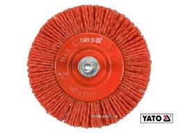 Щітка дискова зачисна з нейлоновим ворсом до дрилі YATO Ø75 мм 4500 об/хв зі шпинделем. ..