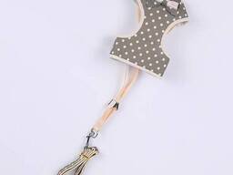 Шлейка для собак с поводком Горошек 11947 M серая