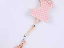 Шлейка для собак с поводком Горошек 11947 M розовая