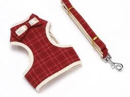 Шлейка для собак с поводком Клетка 11952 M бордовая