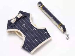 Шлейка для собак с поводком Якорь 11945 M синяя